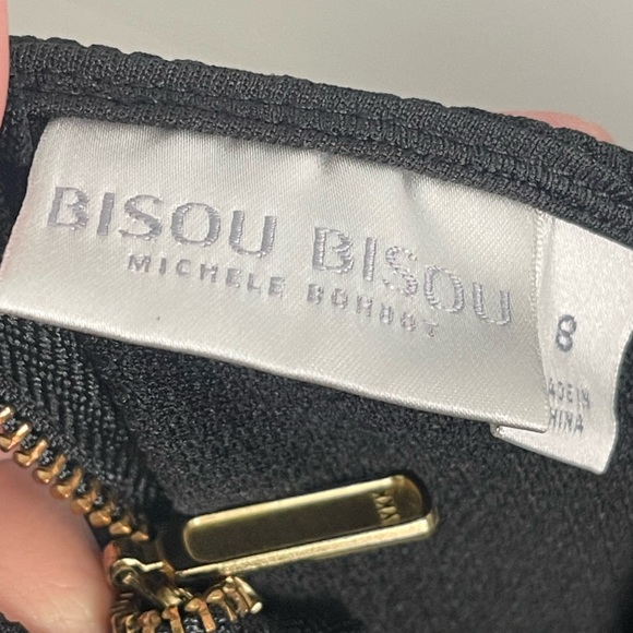 Bisou Bisou black cocktail v neck asymmetrical dress - Picture 4 of 4